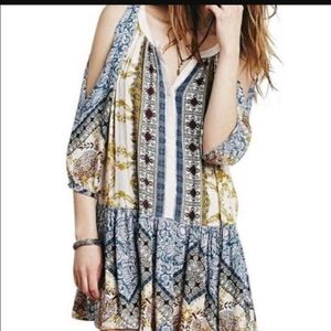 Free people boho mini dress/ open shoulder